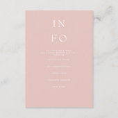 Eenvoudig Elegant Minimal Modern Blush Wedding Informatiekaartje (Voorkant)