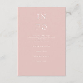 Eenvoudig Elegant Minimal Modern Blush Wedding Informatiekaartje
