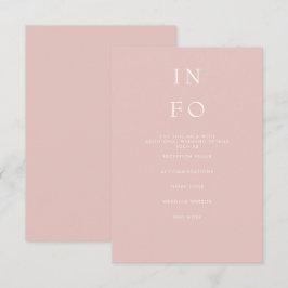 Eenvoudig Elegant Minimal Modern Blush Wedding Informatiekaartje