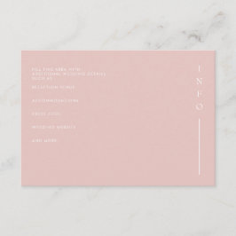 Eenvoudig Elegant Minimal Modern Blush Wedding Informatiekaartje