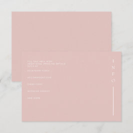 Eenvoudig Elegant Minimal Modern Blush Wedding Informatiekaartje