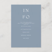 Eenvoudig Elegant Minimal Modern Dusty Blue Weddin Informatiekaartje (Voorkant)