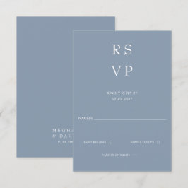 Eenvoudig Elegant Minimal Modern Dusty Blue Weddin RSVP Kaartje