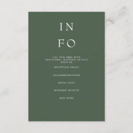 Eenvoudig Elegant Minimal Modern Green Wedding Informatiekaartje