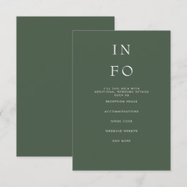 Eenvoudig Elegant Minimal Modern Green Wedding Informatiekaartje