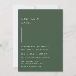 Eenvoudig Elegant Minimal Modern Green Wedding Kaart