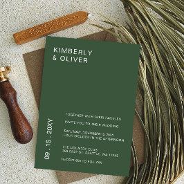 Eenvoudig Elegant Minimal Modern Green Wedding Kaart