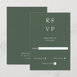 Eenvoudig Elegant Minimal Modern Green Wedding RSVP Kaartje