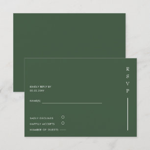 Eenvoudig Elegant Minimal Modern Green Wedding RSVP Kaartje