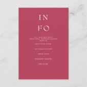 Eenvoudig Elegant Minimal Modern Magenta Wedding Informatiekaartje (Voorkant)