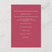 Eenvoudig Elegant Minimal Modern Magenta Wedding Informatiekaartje (Voorkant)