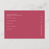 Eenvoudig Elegant Minimal Modern Magenta Wedding Informatiekaartje (Voorkant)