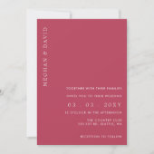Eenvoudig Elegant Minimal Modern Magenta Wedding Kaart (Voorkant)