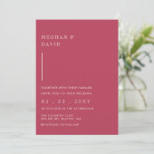 Eenvoudig Elegant Minimal Modern Magenta Wedding Kaart (Staand voorkant)