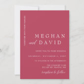 Eenvoudig Elegant Minimal Modern Magenta Wedding Kaart (Voorkant)