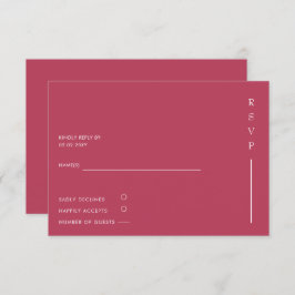 Eenvoudig Elegant Minimal Modern Magenta Wedding RSVP Kaartje