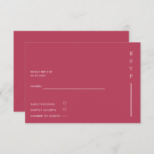 Eenvoudig Elegant Minimal Modern Magenta Wedding RSVP Kaartje