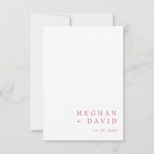 Eenvoudig Elegant Minimal Modern Magenta Wedding RSVP Kaartje (Achterkant)