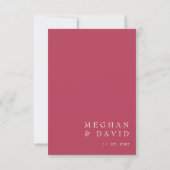 Eenvoudig Elegant Minimal Modern Magenta Wedding RSVP Kaartje (Achterkant)