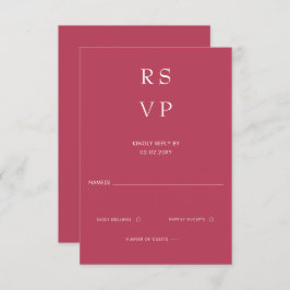 Eenvoudig Elegant Minimal Modern Magenta Wedding RSVP Kaartje