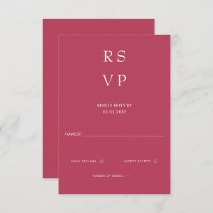 Eenvoudig Elegant Minimal Modern Magenta Wedding RSVP Kaartje