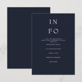 Eenvoudig Elegant Minimal Modern Navy Wedding Informatiekaartje