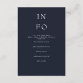 Eenvoudig Elegant Minimal Modern Navy Wedding Informatiekaartje (Voorkant)