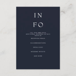 Eenvoudig Elegant Minimal Modern Navy Wedding Informatiekaartje