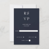 Eenvoudig Elegant Minimal Modern Navy Wedding RSVP Kaartje (Voorkant)