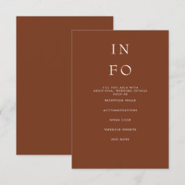 Eenvoudig Elegant Minimal Modern Terracotta Weddin Informatiekaartje