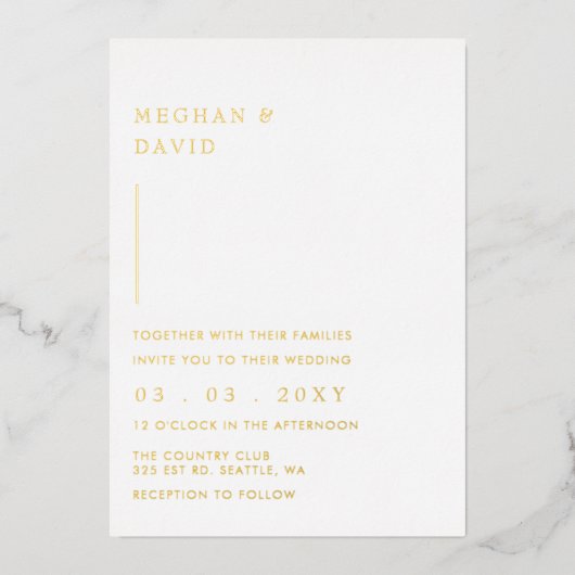 Eenvoudig Elegant Minimal Modern Wedding Folie Uitnodiging (Voorkant)