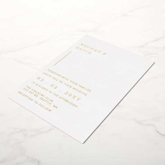 Eenvoudig Elegant Minimal Modern Wedding Folie Uitnodiging (Gedraaid)