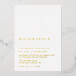 Eenvoudig Elegant Minimal Modern White Wedding Folie Uitnodiging