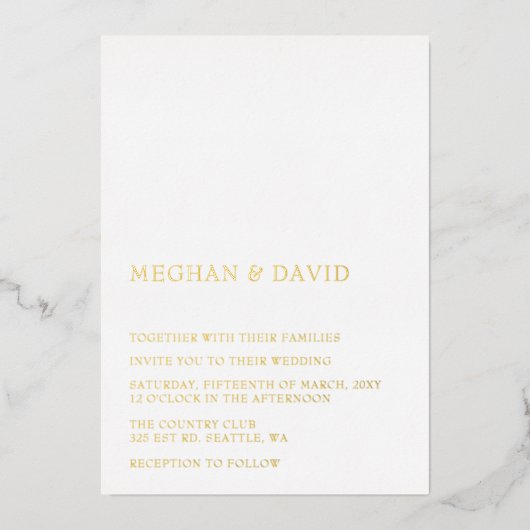 Eenvoudig Elegant Minimal Modern White Wedding Folie Uitnodiging (Voorkant)