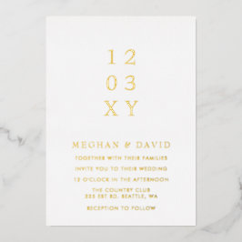 Eenvoudig Elegant Minimal Modern White Wedding Folie Uitnodiging