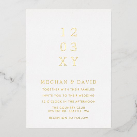 Eenvoudig Elegant Minimal Modern White Wedding Folie Uitnodiging (Voorkant)