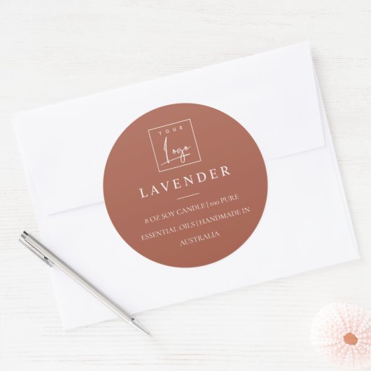 Eenvoudig Elegant Minimal Rust Logo kaars Label (Envelop)