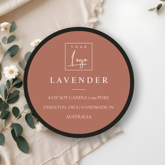 Eenvoudig Elegant Minimal Rust Logo kaars Label