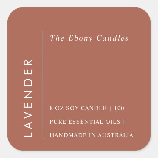 Eenvoudig Elegant Minimal Rustic Rust Candle Label (Voorkant)