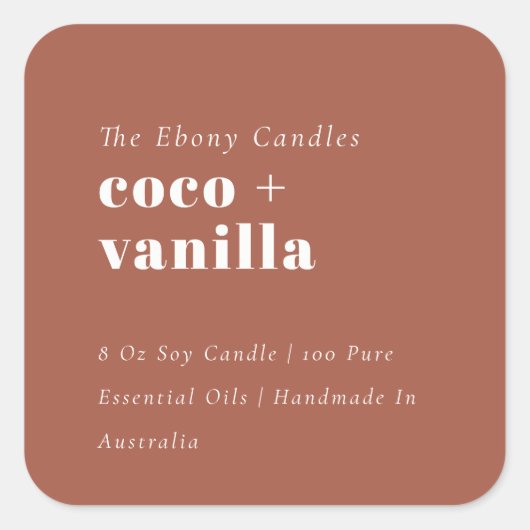 Eenvoudig Elegant Minimal Rustic Rust Candle Label (Voorkant)