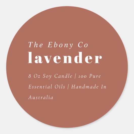 Eenvoudig Elegant Minimal Rustic Rust Candle Label (Voorkant)