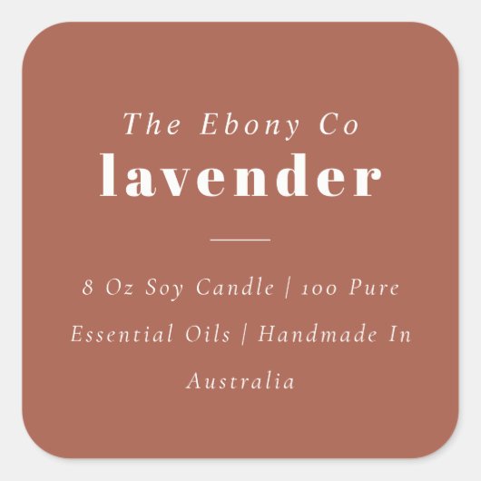 Eenvoudig Elegant Minimal Rustic Rust Candle Label (Voorkant)