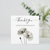 Eenvoudig Elegant Minimalisme Zwart-wit Poppies Bedankkaart (Staand voorkant)