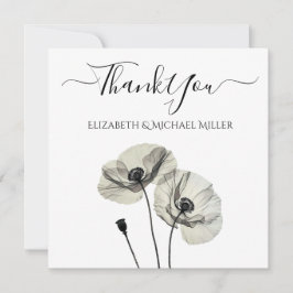 Eenvoudig Elegant Minimalisme Zwart-wit Poppies Bedankkaart