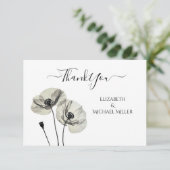 Eenvoudig Elegant Minimalisme Zwart-wit Poppies Bedankkaart (Staand voorkant)