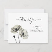 Eenvoudig Elegant Minimalisme Zwart-wit Poppies Bedankkaart (Voorkant)