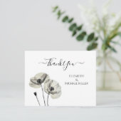 Eenvoudig Elegant Minimalisme Zwart-wit Poppies Bedankkaart (Staand voorkant)