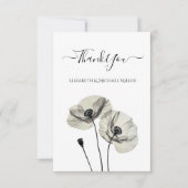 Eenvoudig Elegant Minimalisme Zwart-wit Poppies Bedankkaart (Voorkant)