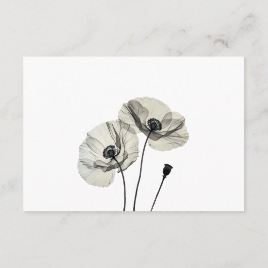 Eenvoudig Elegant Minimalisme Zwart-wit Poppies Informatiekaartje (Achterkant)