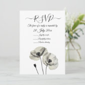 Eenvoudig Elegant Minimalisme Zwart-wit Poppies Kaart (Staand voorkant)